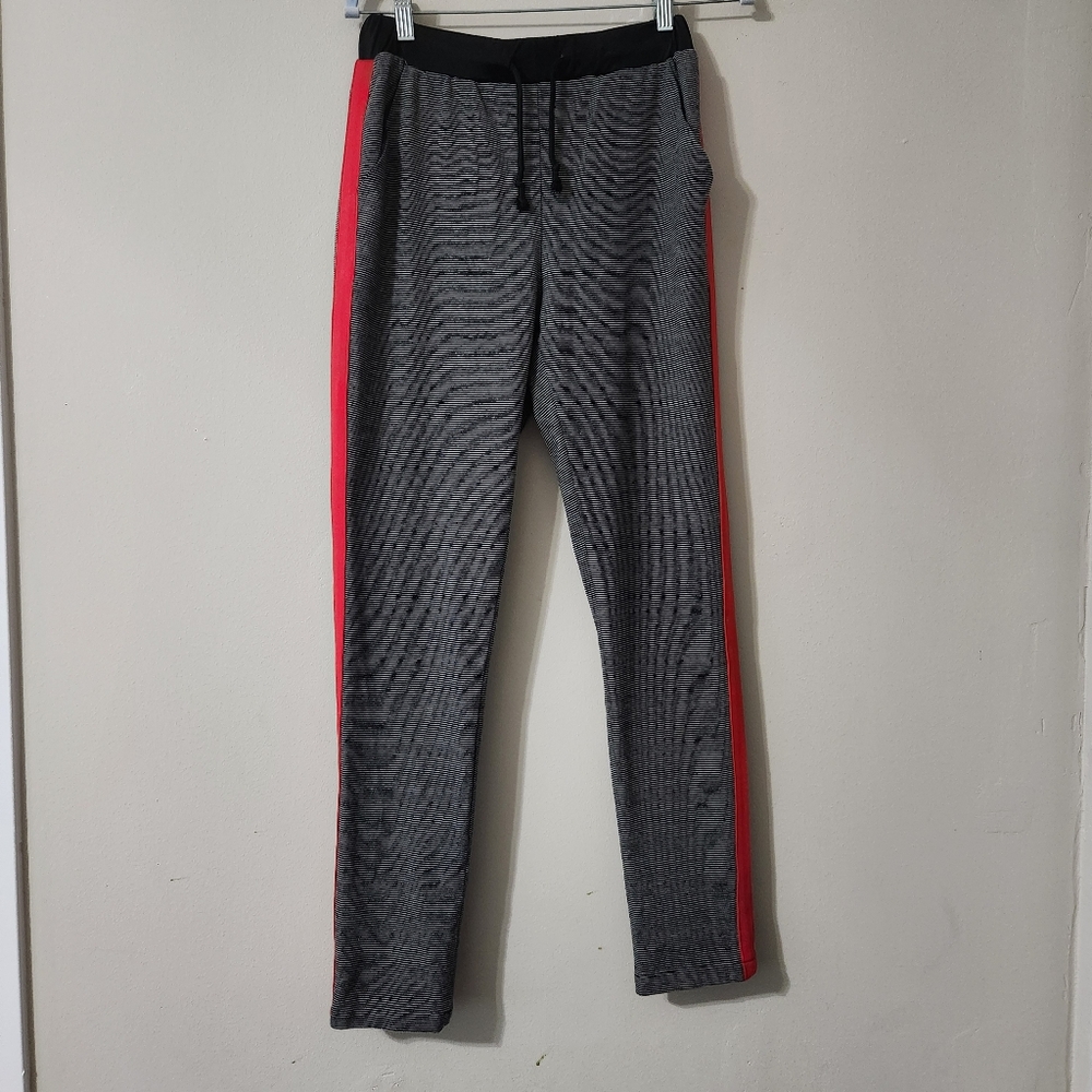 Say What? Black White Joggers with Red Stripes Size Small Juniors Pants